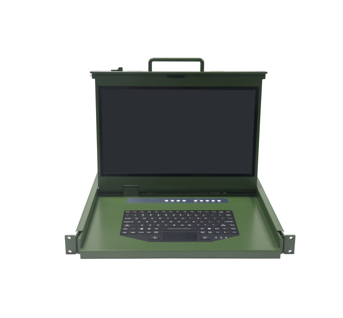 17.3寸|1920*1080|军绿色全加固|LCD KVM多电脑切换器 |4端口/8端口/16端口| |支持USB/PS2|LED背光| 双供电模式AC220V/DC12V